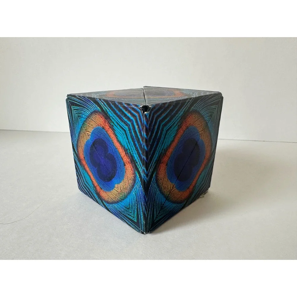 Shashibo Shape Shifting Box Magnetic Puzzle Cube Toy Fidget Peacock Purple Blue